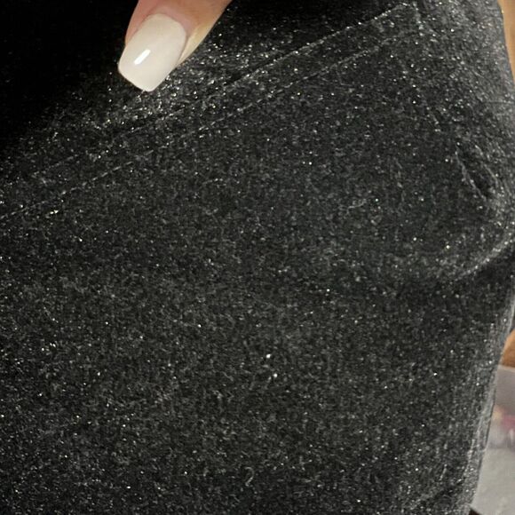 Guess Jeans Black Velvet Coat Sparkly Size S Vintage Hidden Button Minimalistic - Picture 13 of 13